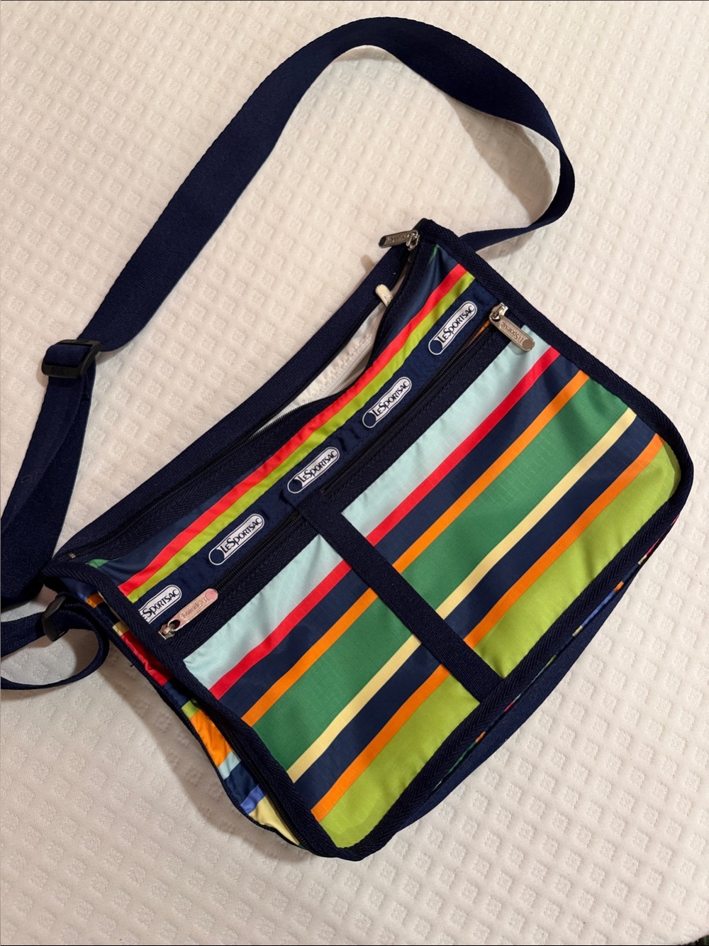 Lesportsac Multicolor Striped Crossbody in Navy Trim